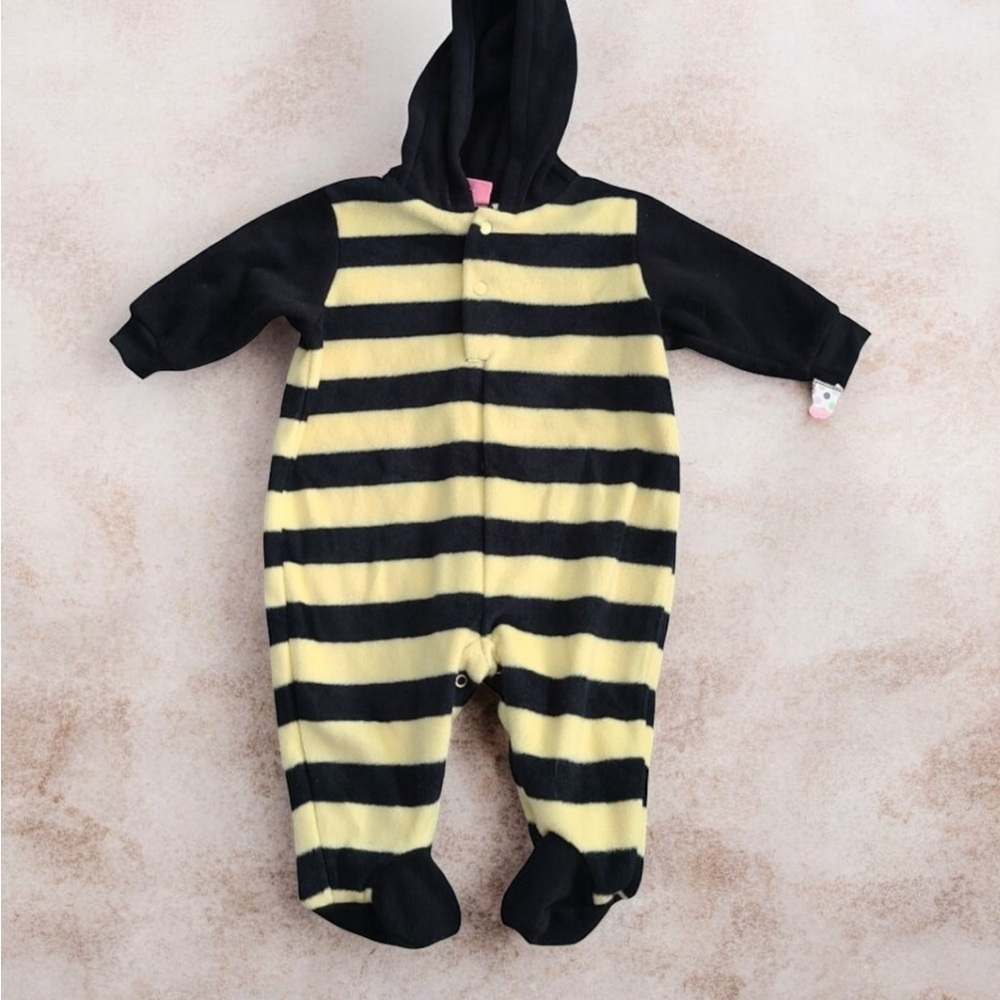 Little by Little Cozy Striped Black and Yellow Kids Footie